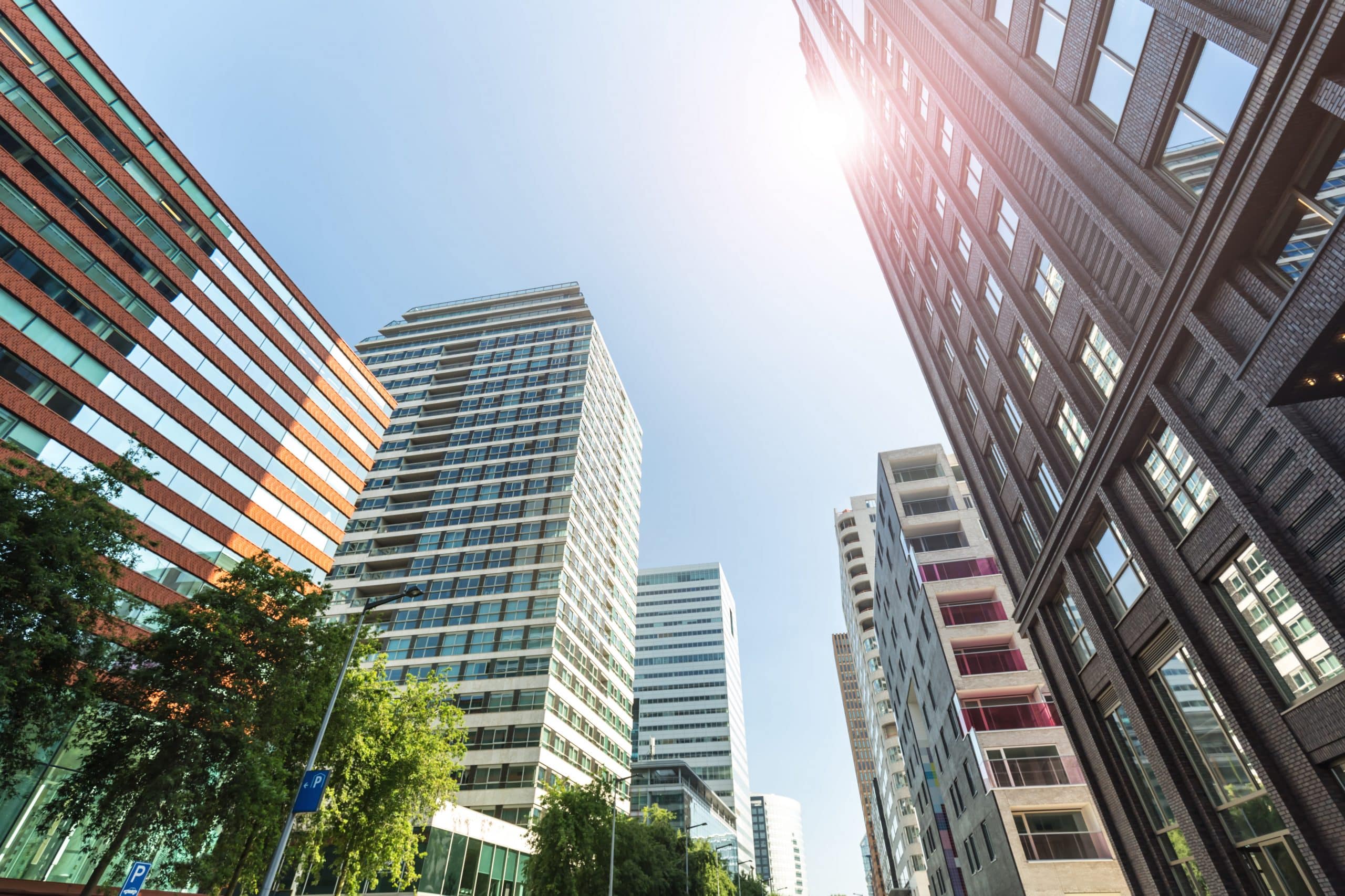 Modern office buildings in the business district Zuidas in Amsterdam